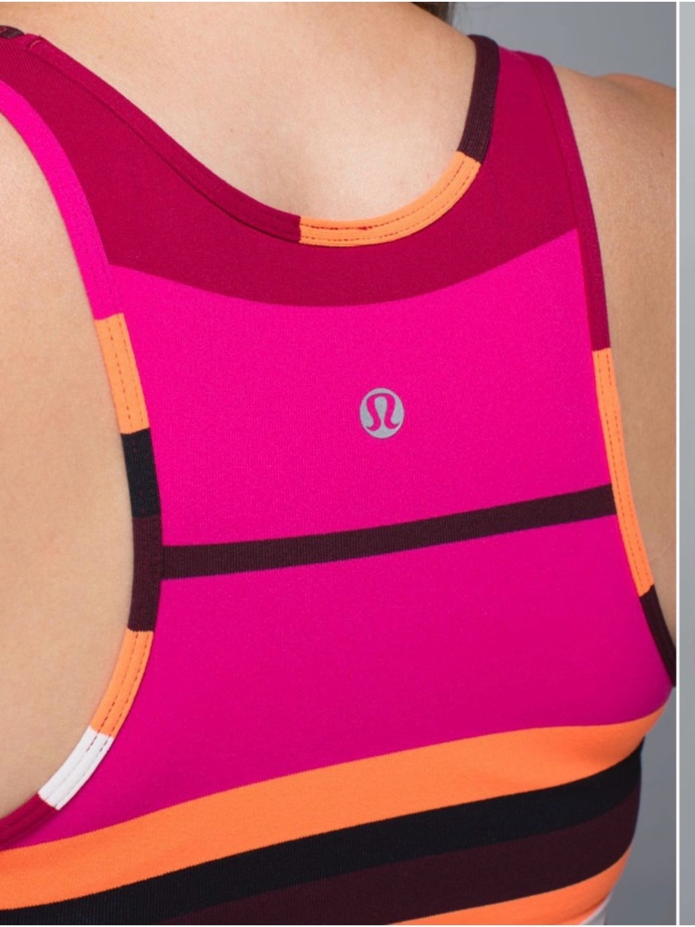 lululemon athletica Pink & Orange Striped Muscle Tee